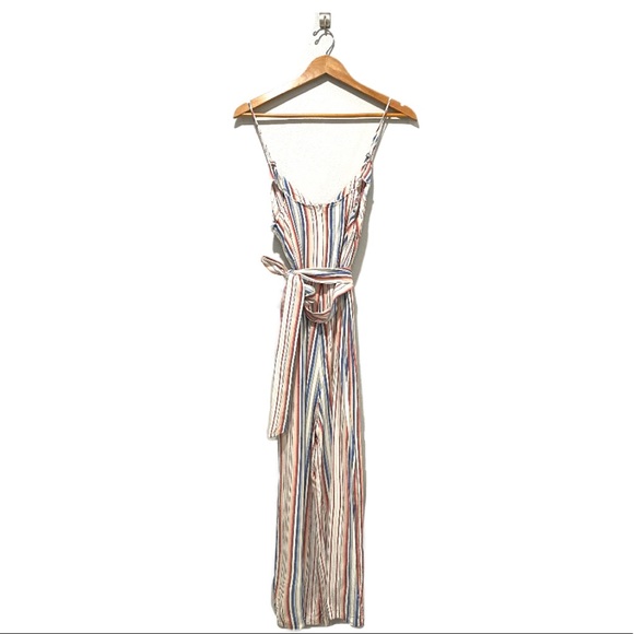 Striped Romper size L, tie waist belt - Picture 4 of 5